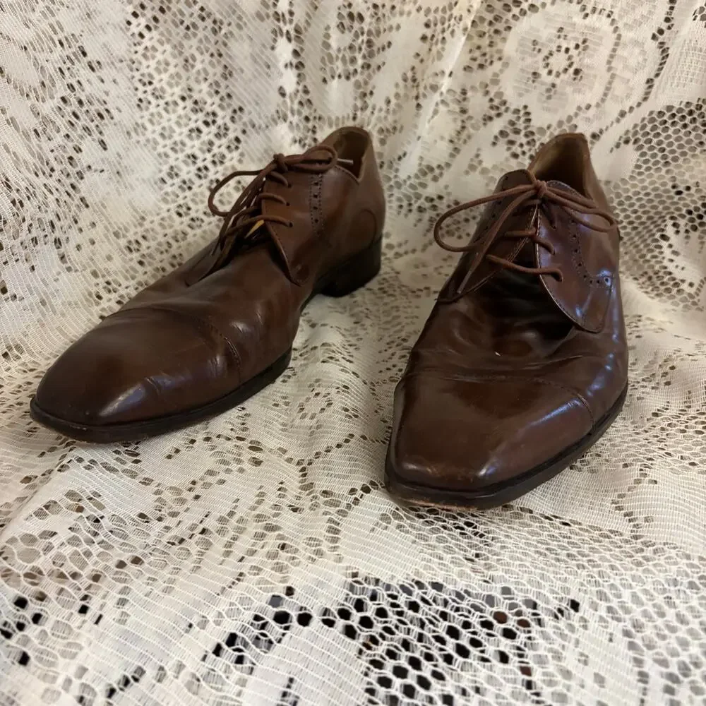 Mercanti Fiorentini Men's US 10.5 M Brown Leather Oxfords Shoes